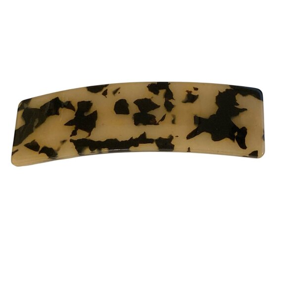 Large Tan Brown Tortoise Shell Confetti Acrylic Hair Barrette French Clip Style - Picture 2 of 9